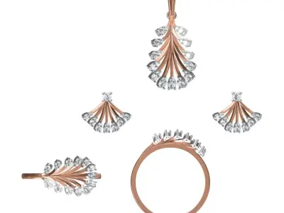 Light wt Ring Earrings Pendant set stl jcd 1-render details 3D print model