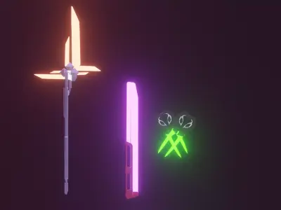 Sci-Fi Melle Weapons Low-poly 3D model