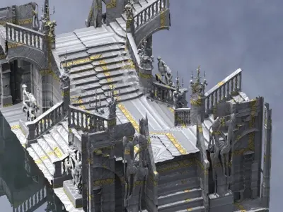 Ornate Cult Hall stairs 3 designs 3D model