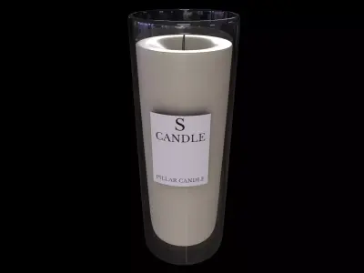 Candles and candleholders-Pillar Candle-PBR 3D model