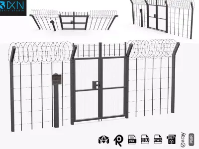 Barbed wire set 3D model