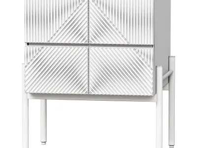 Bedside table with drawers made of light oak Lodge 3D model