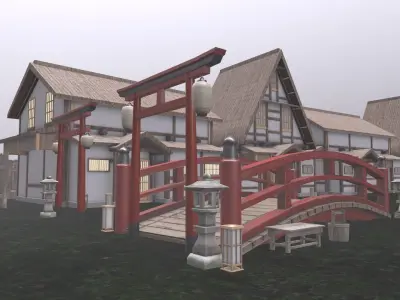 Japanese Architecture Low-poly 3D model