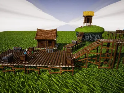 Cartoon Platformer for UNREAL Low-poly 3D model