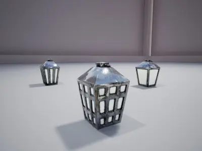 Lanterns three Low-poly 3D model