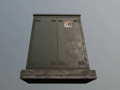 ElectricBox metal cabinet with sign Low-poly 3D model