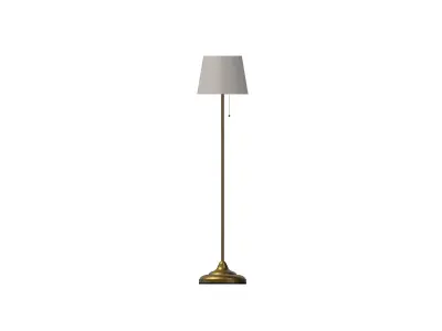 Classic Floor Lamp Brass Base with Fabric Shade 3D Model 3D model