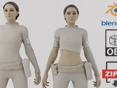 Padme Amidala Low-Poly 3D Model Low-poly 3D model