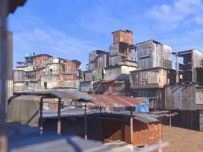 Shantytown modules Informal Settlement  assets Low-poly 3D model