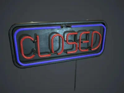 Neon Closed Sign PBR Game Ready Low-poly 3D model