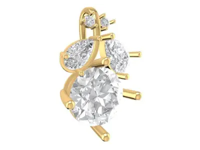 Elegant Round Diamond Pendant with Pear Accent 1882 3D print model