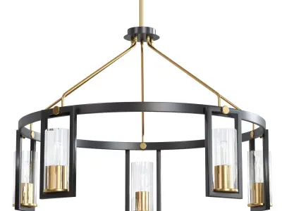 Ramos Matte Black and Warm Gold Ring Chandelier 3D model