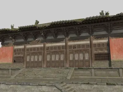 Asian ancient architecture dilapidated ancient temples 3D model