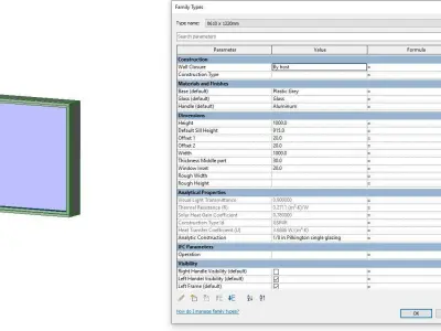 Door or window - Possibility to add side by side - Revit Family  Free low-poly 3D model