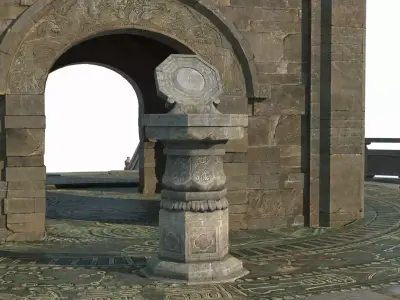 Ancient Asian Architectural Divination Platform 3D model