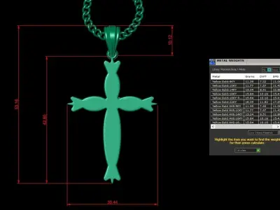 Light Gold 18K Cross Pendant 1CP071 3D print model