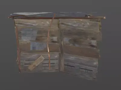 Wooden house open-air rural toilet Low-poly 3D model