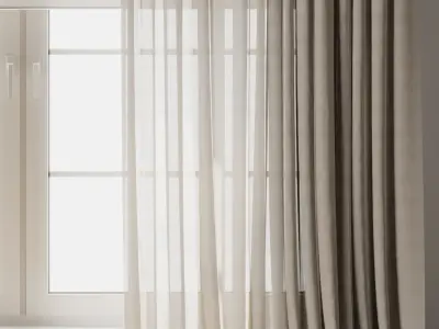 Linen Curtain - Roller bilnd collections 016 HBH Low-poly 3D model