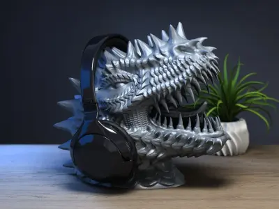 Dinosaure Headphone Stand Cyborg Headset Stand Perfect Gamer  3D print model