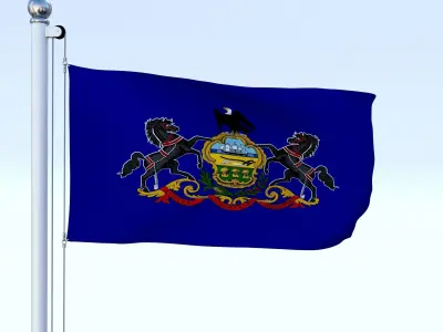 Animated Pennsylvania Flag Low-poly 3D model