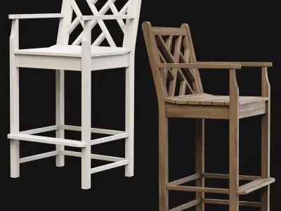 Chippendale Bar Stool  Low-poly 3D model