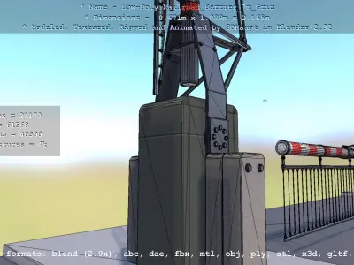 Low-Poly Railroad Barrier 7m with Protective Grid Low-poly 3D model