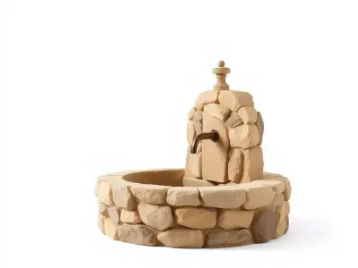 Rustic Stone Fountain model pack Low-poly 3D model