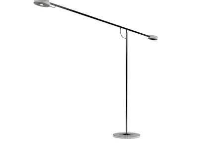 Floor lamp with a disc-shaped shade on a movable rod  3D model
