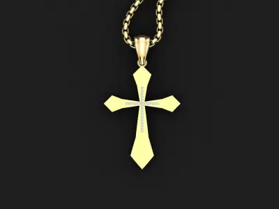 High Cross Pendant Light Gold 18K 3CP016 3D print model