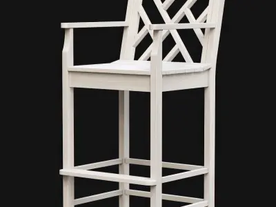 Chippendale Bar Stool  Low-poly 3D model
