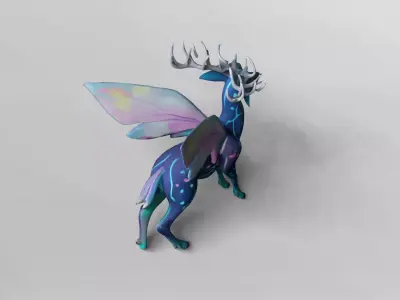 Mystical Neon Fairy Deer 3D Model 3D model