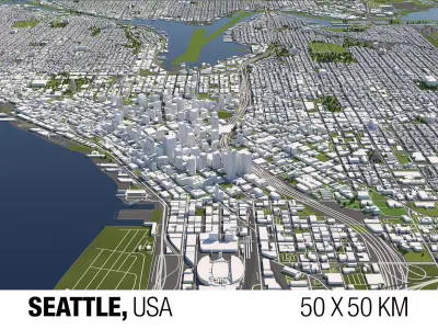 Seattle 50x50km 3D City Map 3D model