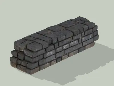 Old stone wall Low-poly 3D model