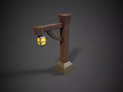 Fantasy Light Pole 01 Low-poly 3D model