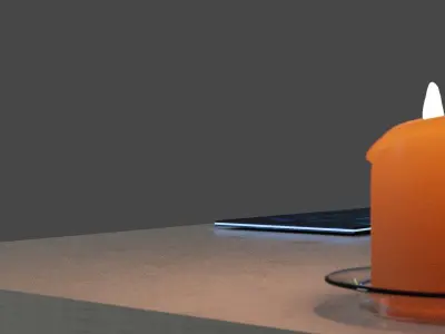 Low Poly Desk computer with light Low-poly 3D model