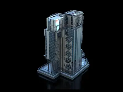 Futuristic Future Modern City Building Skyscraper 11 3D model