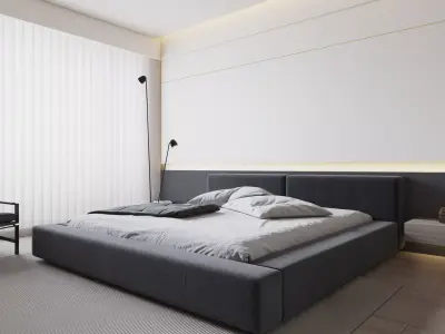 Modern Minimalist Style Bedroom 3D Scene Model 3D model