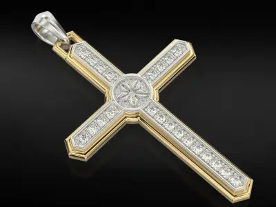 Light cross with diamonds and a star 732 3D print model