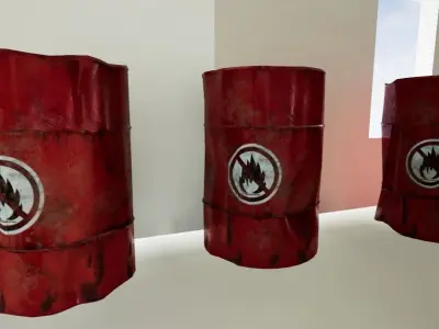 Industrial Metal Damaged Barrel Kit Low-poly 3D model