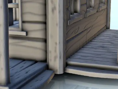 Western house with terraces and roof window 3 - USA ACW War 3D print model