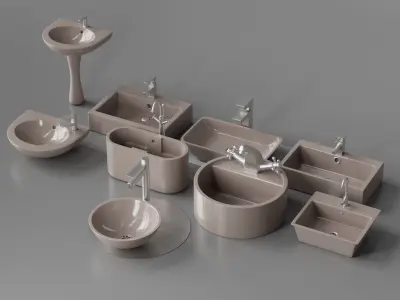 Sink Collection oblong bathtub Low-poly 3D model