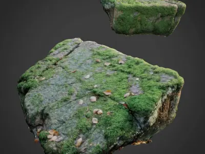 Mossy stones bundle B Low-poly 3D model