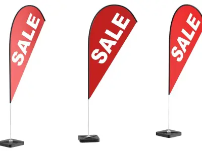 Flag Banners collection 3D model