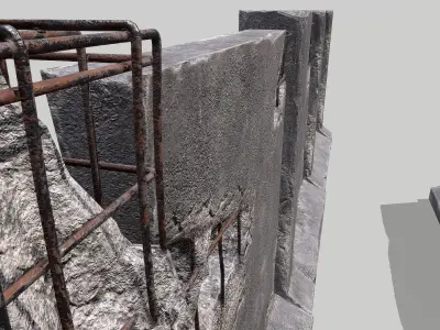 Old Concrete Walls Low-poly 3D model