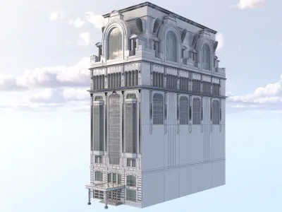 Modern residential building for the European Street 5 Low-poly 3D model