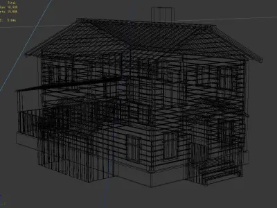 Wooden board building - private room 04 3D model
