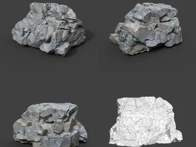 Low poly Gray Sharp Modular Rock 211210 Low-poly 3D model