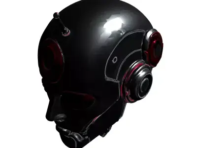 Futuristic Robot Head 3D Model Low-poly 3D model