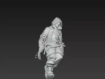 Cyberpunk Character 3D Model - Futuristic Streetwear Neon Style 3D model