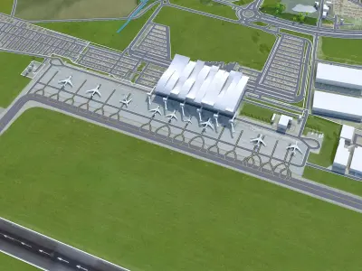 Wroclaw Airport 10km Low-poly 3D model